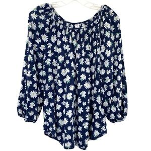Old Navy Bubble Sleeve Daisy Print Top